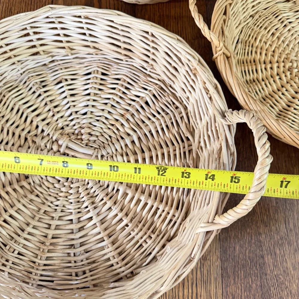 Vintage Wicker Wall Basket Set of 3 English Cottage Kitchen Wall Decor